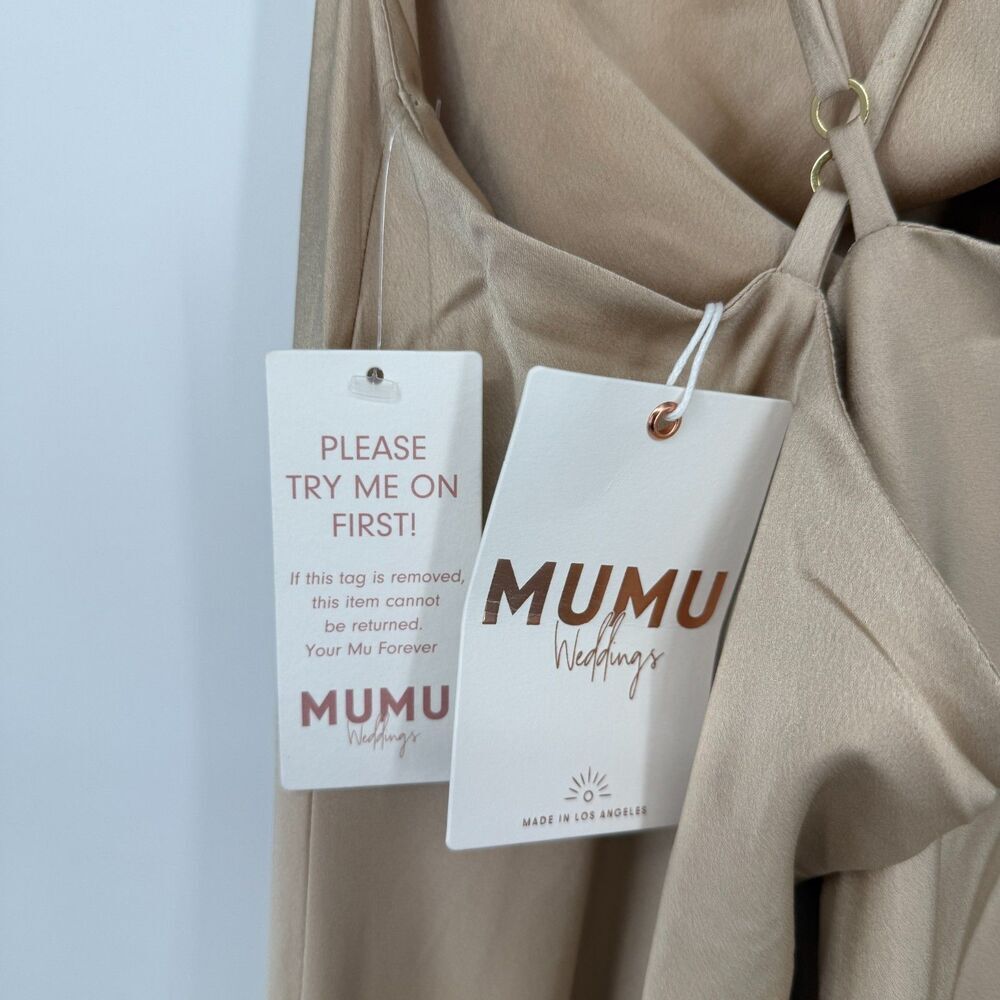 Show Me Your Mumu Verona Satin Dress Champagne Slip Dress Cowl Neck Midi Size M - Picture 7 of 16